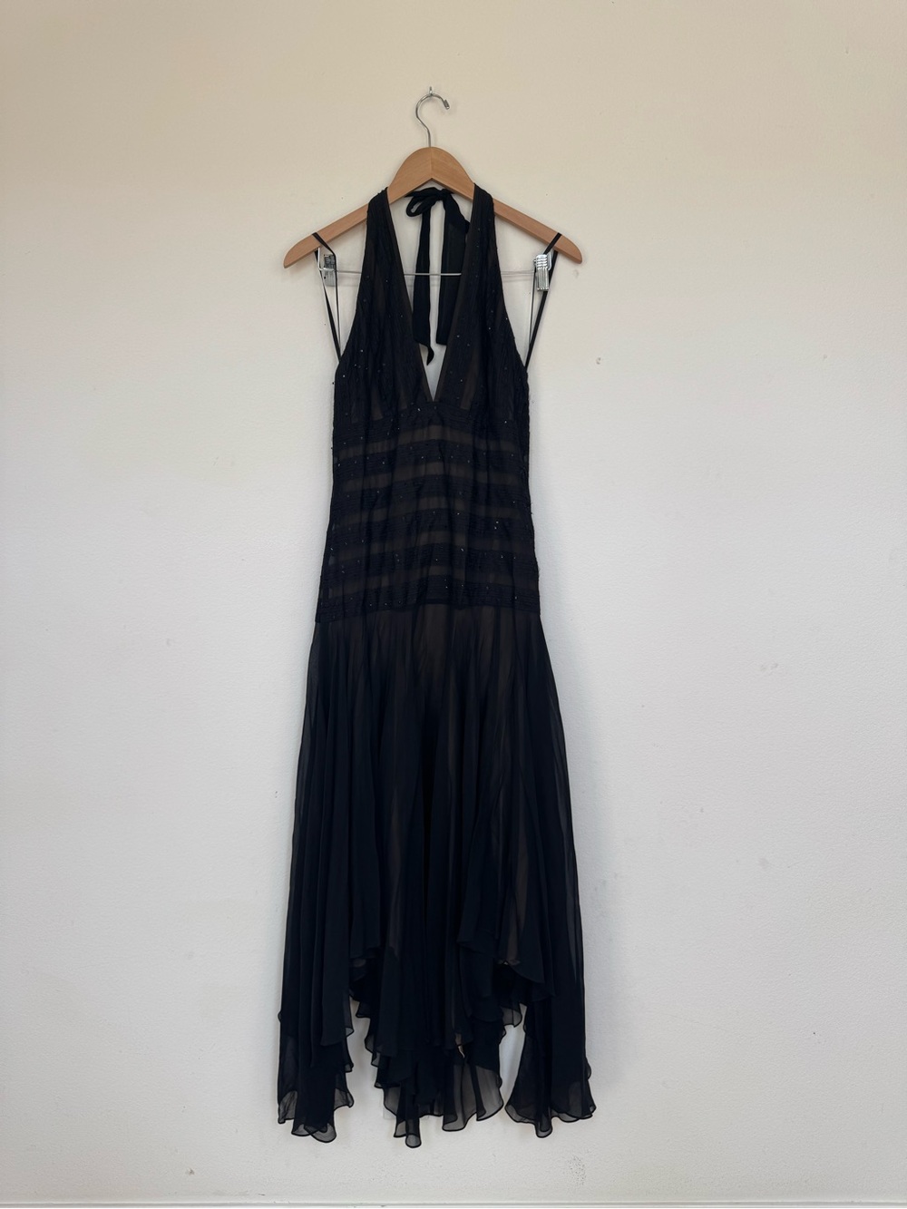Black Halter Midi Dress - Elegant Evening Dress